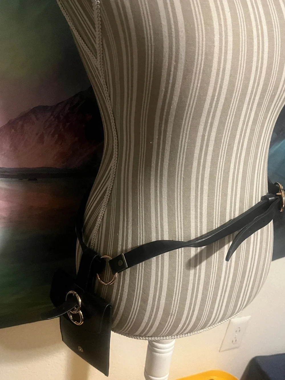 Black Leather Belt Bag with Gold Hardware